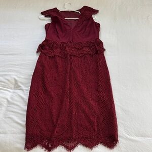 Gianni Bini Burgundy Lace Midi Dress
